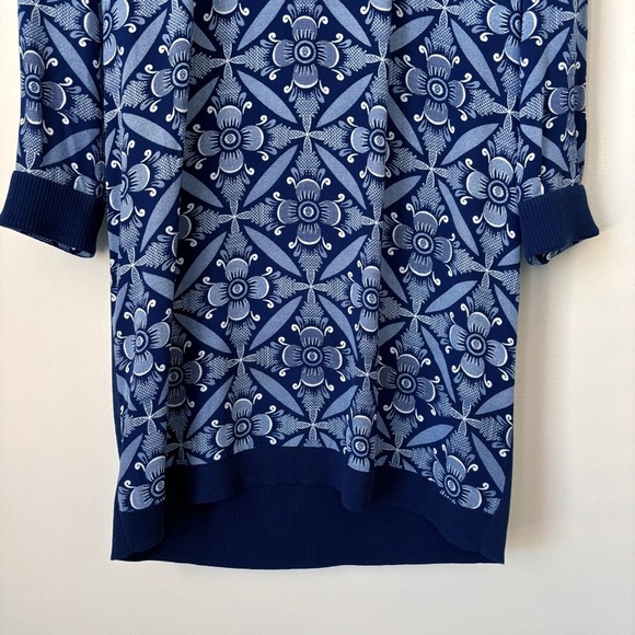 Diane Von Furstenberg Sorrel Silk Knit Dress Medium Blue Floral - Picture 4 of 10